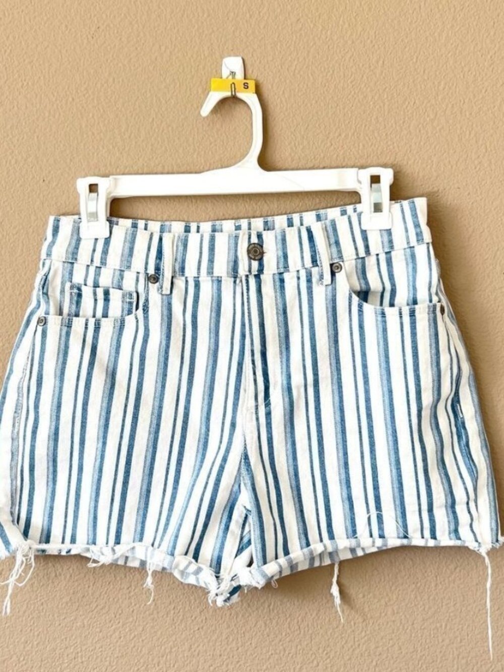 Loft Striped Raw Hem Shorts